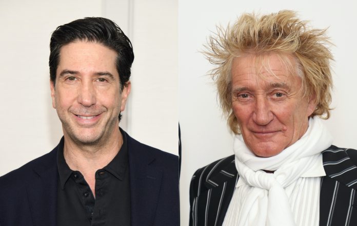 two side by side photographs of David Schwimmer (left) and Rod Stewart (right)