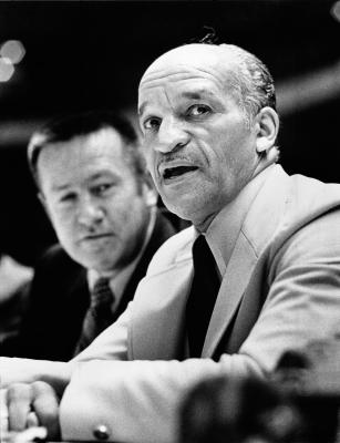 Coach John B. McLendon Jr. on February 23, 1973. Photo courtesy of Jim Stratford via the North Carolina Sports Hall of Fame.