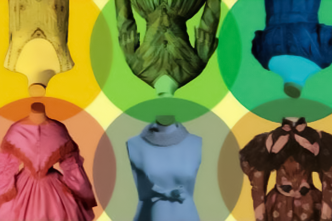 Shape of Fashion Banner. A mixture of colorful dresses.